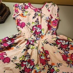 Lands' End Pink Floral Cotton Dress